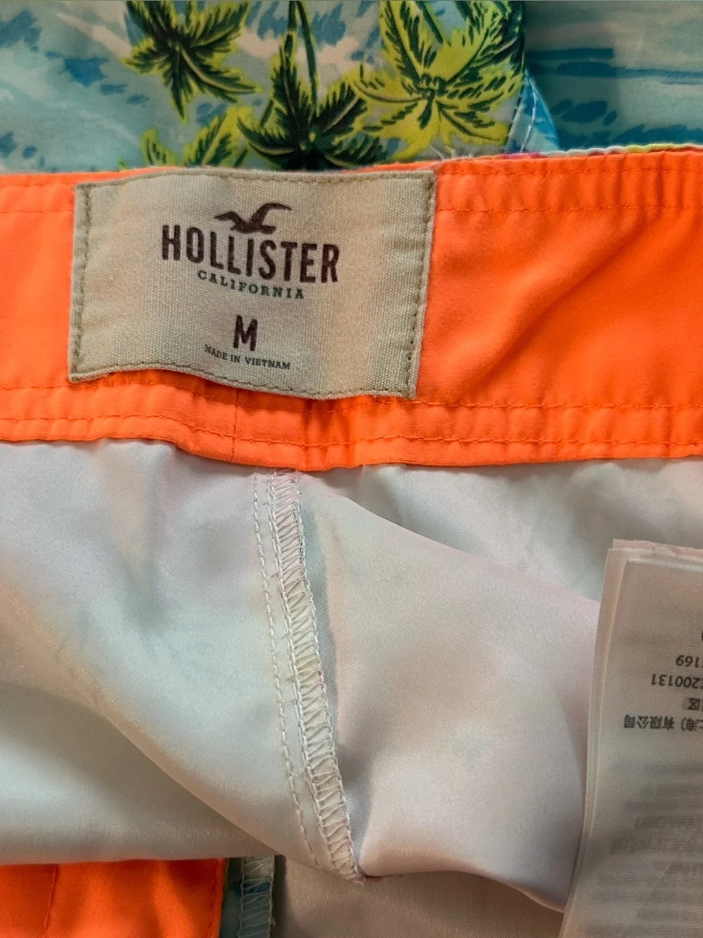 Hollister Tropical Blue Swim Shorts with Pink Floral Print